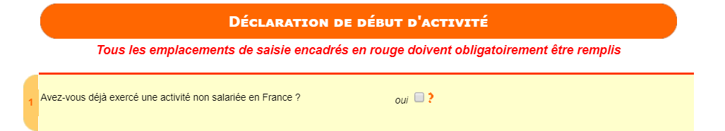 3e étape - Activité non salarié précédente