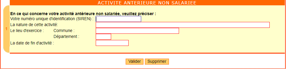 Dans ce cas, le numéro SIREN et les informations de l’ancienne activité seront à remplir obligatoirement